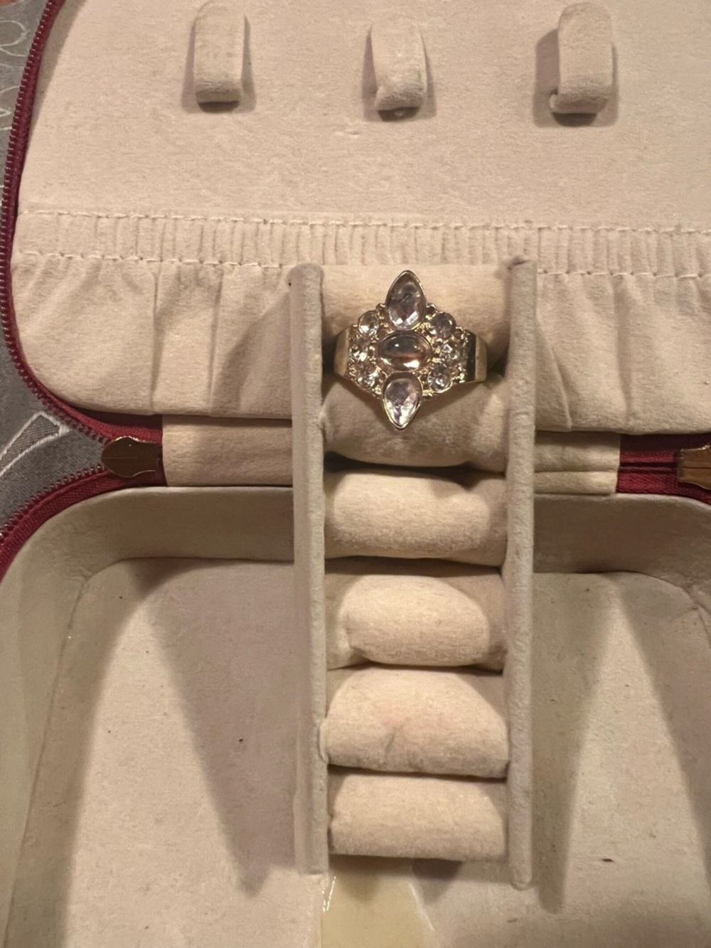 Gold-Tone Crystal Marquise Cluster Ring - Clear Stones